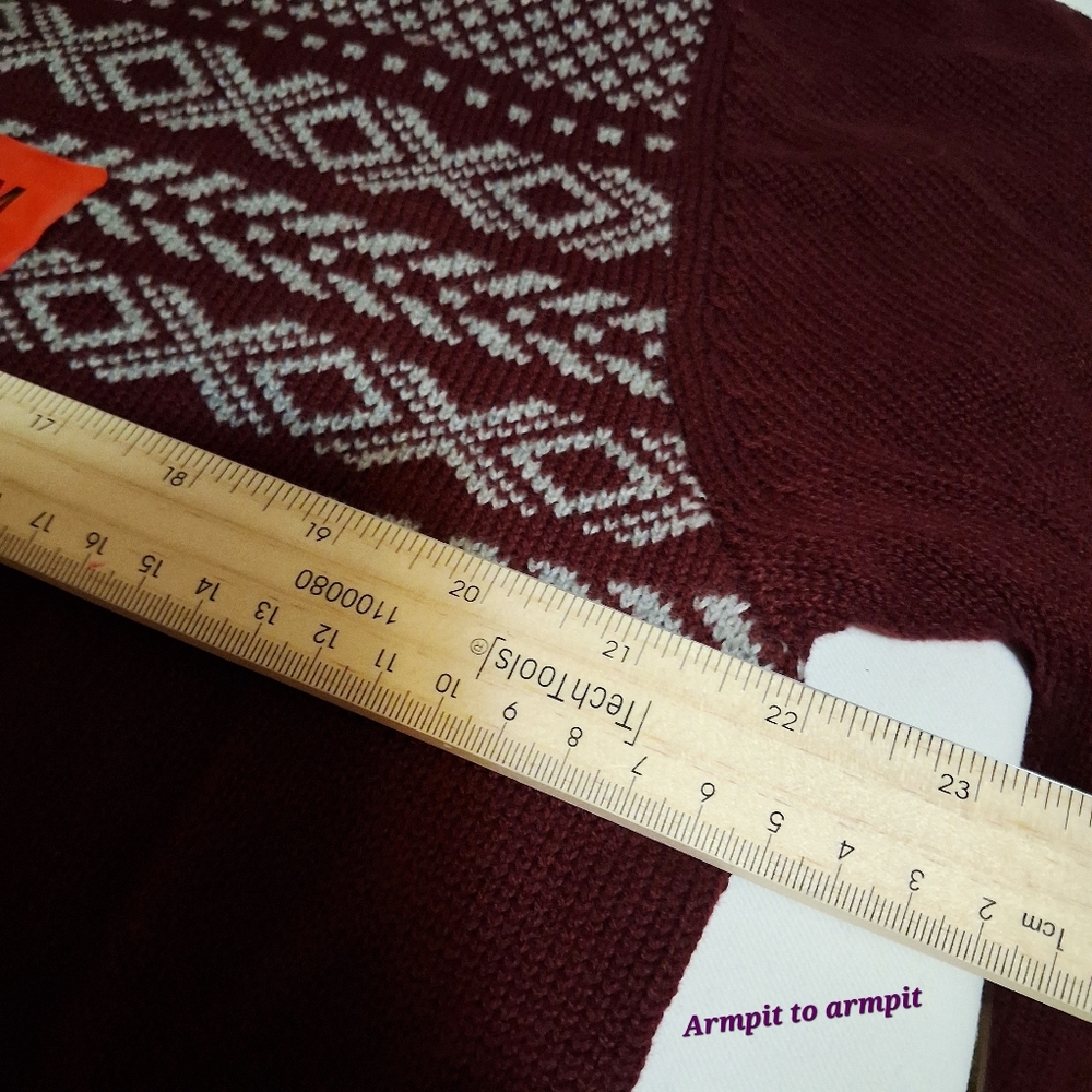 Weatherproof Vintage, Nordic Quarter Zip‎ In Burgundy Sweater. - Picture 6 of 9